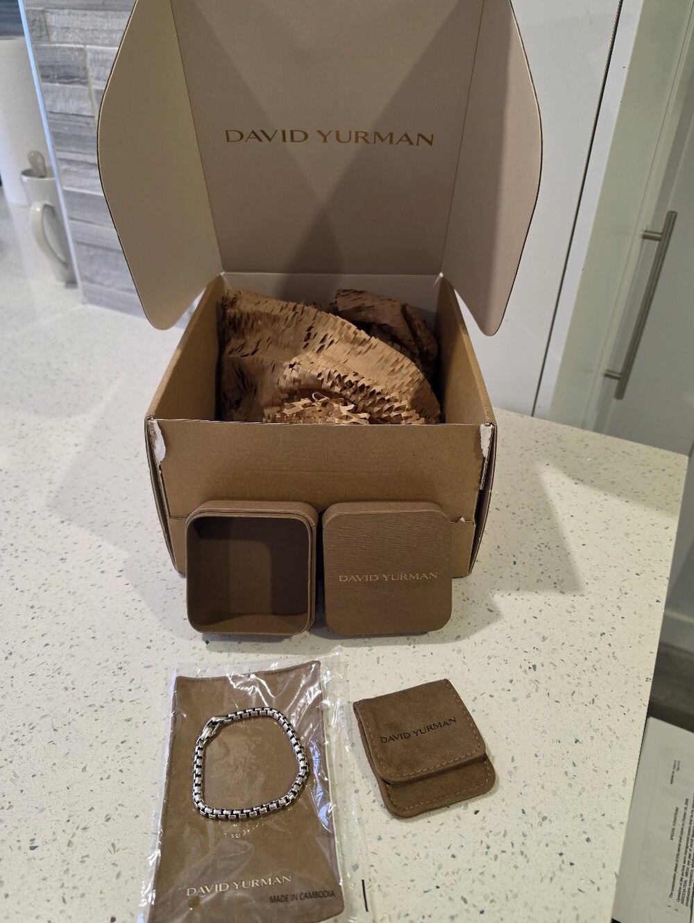 David Yurman Box Chain Bracelet Sterling Silver 5mm Sz. 8 with ALL packaging!